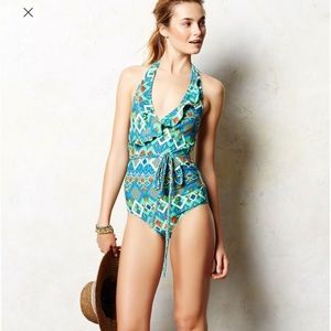 Anthropologie Ruffled One Piece Swimsuit